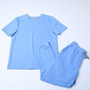 Fabletics Scrub Top Bottom Set Ceil Blue Medium